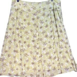 Sandra Darren Yellow Floral Cottagecore‎ Garden Pleated Midi Skirt Size 18W